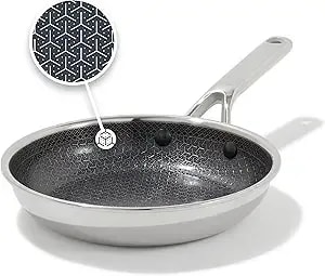 Oxo Hybrid 8” Nonstick Stainless Steel Frying Pan, Durable Pfas-Free Ceramic Skillet, Stay-Cool Handle, Induction & All Cooktop Compatible, Dishwasher Safe, Mirror Polished Tri-Ply