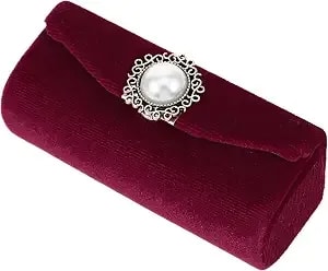 Nolitoy Lipstick Case Holder With Mirror, Vintage Velvet Lipstick Box Small Portable Lip Balm Organizer Bag For Women Girls