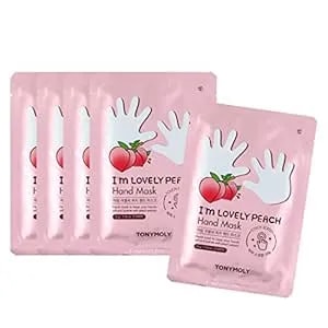 Tonymoly I’M Lovely Peach Hand Mask – Hydrating & Moisturizing Korean Hand Treatment Gloves With Peach, Plum & Honeysuckle Extracts – Phone Screen Friendly, 5pk
