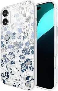 Kate Spade New York Iphone 16 Plus Case - Compatible With Magsafe - Designer Phone Case - Flowerbed Blue Gems