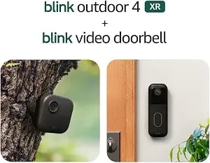 Blink Video Doorbell + Outdoor 4 Xr – Wireless Smart Security Cameras, Two-Year Battery Life, Go Up To 400 Feet From Your Home With Extended Range. Sync Module Xr Included.