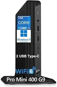 Hp Pro Mini 400 g9 Business Mini Desktop Computer, Intel 6-Core i5-12500t, 16gb ddr4 Ram, 512gb Pcie Ssd, 2 Type-C, Hdmi, 2 Displayport, Wifi 6, Bluetooth, Keyboard & Mouse, Windows 11 Pro