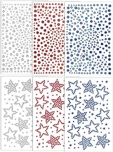 6 Sheets Star Face Gems Stick On, Self-Adhesive Face Jewels For Women, Festival Star Faces Rhinestone Sticker Glitter Eye Gems For Makeup, Rave Party, Cosplay, Hair, Crafts, 3 Colors