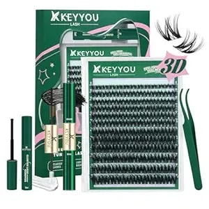 Keyyou Flaunt Lash Clusters Kit 3d Spider Diy Lashes Extension Kit Thick Eyelash Clusters 144pcs Individual Lashes Fluffy Wispy Volume Lashes With Waterproof Lash Bond And Seal & Remover (f01)