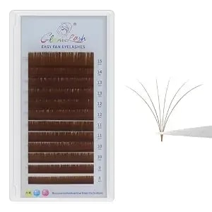 Easy Fan Lash Extensions 0.07c Curl 8-15mm Rapid Blooming Eyelash Extension Self Fanning Professional Salon Use(0.07c,8-15mm Mix,Brown)