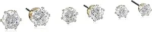 Anne Klein "Cz Shine" Gold-Tone Crystal Trio Stud Earrings