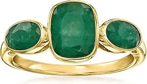 Ross-Simons 2.80 Ct. T.W. Emerald 3-Stone Ring In 18kt Gold Over Sterling