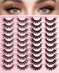 Eyelashes False Lashes Strips Natural Cat Eye Lash Wispy Mink Strip Eyelash Natural Look 2 Styles Mixed Fluffy Demi Wispies Fake Cateye Lash Pack Short Thick Full Volume PestañAs Postizas
