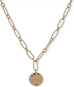 Nine West Women'S Wavy Texture Pendant Necklace, Modern Fashion Jewelry With Adjustable Extender For Everyday And Dress Wear