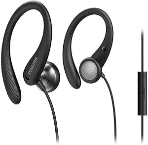 Philips a1105 Wired Headphones,In-Ear Headphones With Open Acoustics Design,Deep Bass,15mm Drivers,Quality Sound,Secure Ear-Hook Design,Comfort Fit,ipx2 Sweat-Resistant,3.5mm Connector,1.2m Cord,Black