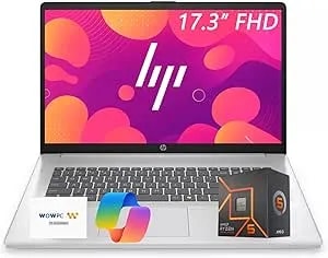Hp 17 Inch Laptop 2026 Edition, 17.3" Fhd Ips Display, Amd Ryzen 5 7000 Series Cpu (Beats Intel 13th i7-1355u), Copilot Key, 4gb Ram, 128gb Ssd, Windows 11 With Office 365 For The Web, No Mouse