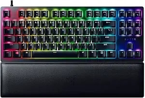 Razer Huntsman v2 Tkl Tenkeyless Gaming Keyboard: Fast Linear Optical Switches gen2 W/Sound Dampeners & 8000hz Polling Rate - Detachable Typec Cable - Doubleshot Pbt Keycaps - Ergonomic Wrist Rest