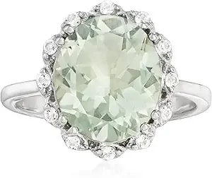 Ross-Simons 4.40 Carat Prasiolite And .20 Ct. T.W. White Topaz Ring In Sterling Silver