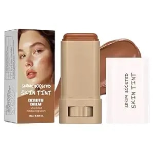 Fyeboo 2025 New Beauty Balm Serum Boosted Skin Tint, Solid Tinted Serum Contour Stick, Hydrating Tinted Moisturizer Foundation Stick, Radiant Dewy Natural Finish Facial Color Correct (# 03)