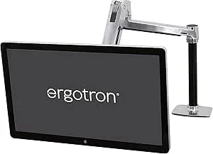 Ergotron – Lx Hd Sit-Stand Single Monitor Arm, Vesa Desk Mount – For Monitors Up To 49 Inches, 14 To 30 Lbs – Polished Aluminum
