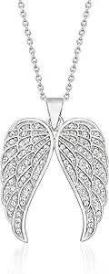 Ross-Simons Italian .40 Ct. T.W. Cz Angel Wings Pendant Necklace In Sterling Silver. 18 Inches