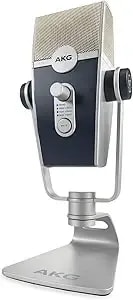 Akg Pro Audio Lyra Ultra-Hd Usb C Microphone For Recording, Streaming, Gaming, Podcasting, Asmr On Pc And Mac, Condenser Mic For Laptop Or Computer, Adjustable Stand, Plug And Play – Blue And Silver