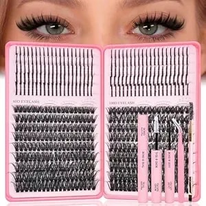 Lash Clusters Kit With Spikes, Eyelash Clusters Extensions Individual D Curl Fluffy Wispy False Eyelashes 12-22mm Dly Manga Lashes Extension Kit (D Curl 80d+100d Lash Clusters Kit)