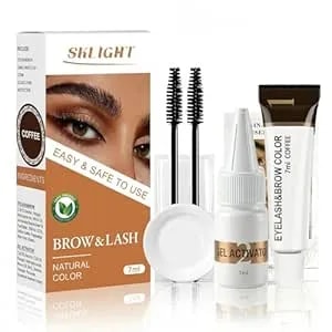 Lash Color Kit, Professional Eyelash & Eyebrow Color Kit Lasting For 2 Weeks, Instant Eyebrow Color With Natural Ingredients, Safe & Easy To Use 7ml(Coffee)
