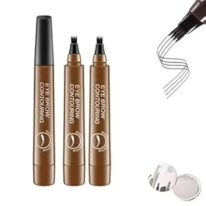 2pcs Eyebrow Pencil, Brow Pen, 4 Tipped Precise Brow Pen, Long Lasting Microblading Eyebrow Pen (Light Brown)