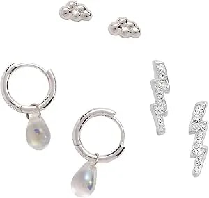 Alex And Ani Cloud, Lightening Bolt And Rain Drop Bangle Set Of 3