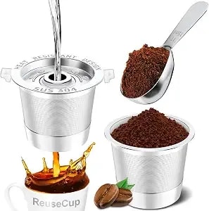 Nessus 2 Pack Reusable K Cup For Keurig 1.0 - Stainless Steel Coffee Pods With Heat Resistant Handles And Scoop, No Bpa