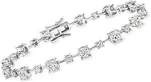 Ross-Simons 6.75 Ct. T.W. Cz Station Bracelet In Sterling Silver