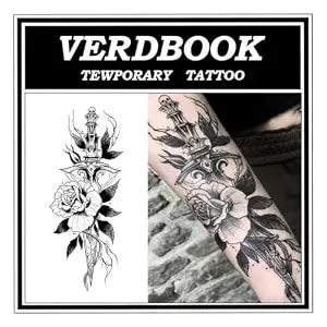 Waterproof Temporary Tattoos: 2-Sheet Tattoo Kit With Realistic Body Stickers, Semi-Permanent Tattoos For Adults Lasting 7-15 Days – Safe For Men & Women, Blade & Blossom​