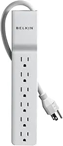 Belkin 6-Outlet Commercial Power Strip Surge Protector, 6ft Cord, 720 Joules, White