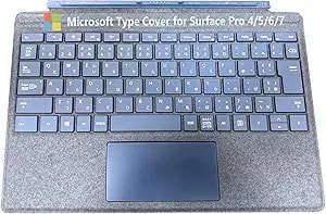 Microsoft Type Cover For Surface Pro 4/5/6/7, 12.3" Rechargeable Keyboard, Wireless Ultra-Slim Portable Magnetic Keyboard - Blue, Japanese (Renewed)