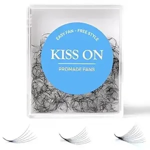 Kiss On Lash 500 Premade Lash Fans Promade Fans Volume Eyelash Extensions Handmade Loose Premade Eyelashes Soft Lightweight Middle Stem Pointy Base (10d 0.07 C 12mm)