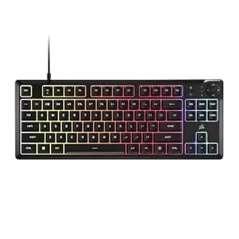 Corsair k55 Core Tkl Rgb Gaming Keyboard – Tenkeyless, 8-Zone Rgb, Quiet Membrane Keys, Spill Resistant, Media Keys, 1000hz Polling – Na Layout – Black