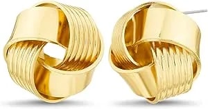 Nautica 17.5 Mm Love Knot Stud Earrings For Women 14k Yellow Gold Plated Alloy