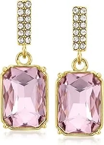 Ross-Simons 14kt Yellow Gold-Plated Drop Earrings With Simulated Pink Gemstones And .48 Ct. T.W. Czs