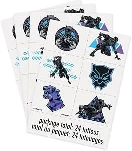 Assorted Colors Black Panther Tattoos - Pack Of 24 - Vibrant Design, Perfect Parties, Themed Events, Festivals, Marvel Fans, & More