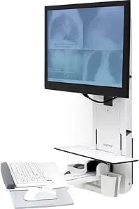Ergotron Styleview Sit-Stand Vertical Lift Patient Room For 24" Lcd Display/Keyboard/Mouse/Bar Code Scanner - White