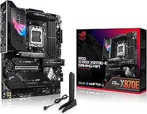 Asus Rog Strix x870e-E Gaming Wifi Amd am5 x870 Atx Motherboard 18+2+2 Power Stages, Dynamic Oc Switcher, Core Flex, ddr5 Aemp, Wifi 7, 5x M.2, Pcie® 5.0, Q-Release Slim, usb4®, Ai Ocing & Networking