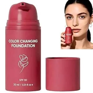 Korean Color Changing Foundation For Mature Skin, Self-Adjusting Natural Finish,Smooths Imperfections & Fine Lines,Suitable For All Skin Types(1pc,1.01 Fl Oz)