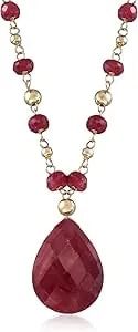 Ross-Simons 16.00 Ct. T.W. Ruby Station Necklace In 14kt Yellow Gold
