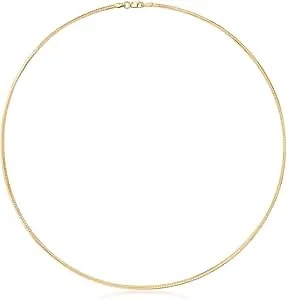 Ross-Simons Italian 2mm 18kt Gold Over Sterling Omega Necklace