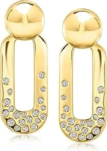Ross-Simons 14kt Yellow Gold-Plated Bead Drop Earrings With 1.20 Ct. T.W. Czs