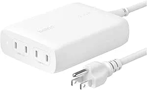 Belkin 4-Port USB C Charger Block 200W - Gan Charger USB-C PD 3.1 Fast Charge + 5ft Power Cord - Macbook, Apple Iphone 17, Ipad, Samsung Galaxy S25, Google Pixel 10, Nintendo Switch 2 & More - White