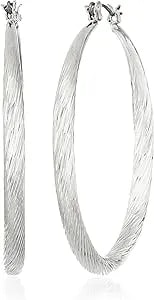 Guess "Basic" Silver Textured Hoop Earrings