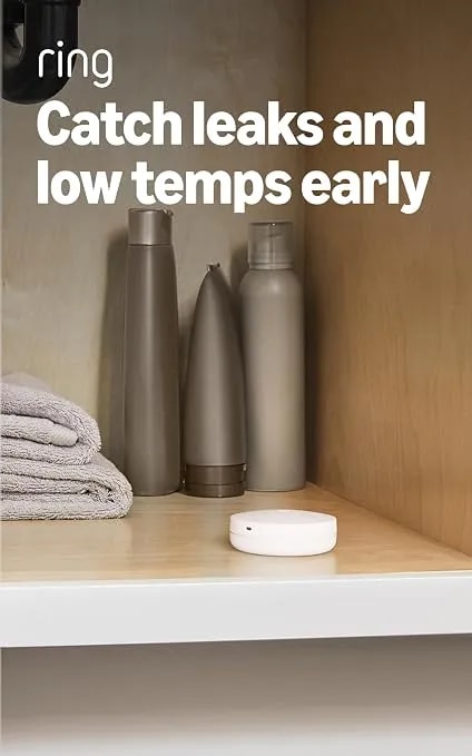 Ring Sensors: Flood & Freeze Sensor (Newest Model) – Protect Against Water Damage And Frozen Pipes, On Amazon Sidewalk, No Base Station Needed