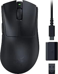 Razer Deathadder V3 Hyperspeed Wireless Gaming Mouse: 55g Lightweight - USB C Charging - Up To 100 Hr Battery - Advanced 26K Optical Sensor - Gen-3 Optical Switches - 8 Programmable Controls - Black