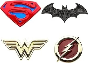 Dc Justice League Logos Enamel Collector Pins - Set Of 4