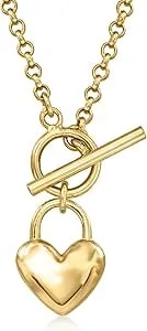 Ross-Simons Italian 18kt Gold Over Sterling Heart Toggle Necklace