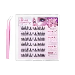 36pcs Self Adhesive Eyelashes Clusters Kit Lash Cosplay Anime Manga Clusters Diy False Eyelashes Pre Glued No Glue Needed No Remover No Residue Fake Lashes C-Curl 12mm With Tweezer