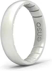 Enso Rings Thin Elements Silicone Ring Infused With Precious Elements – Stackable Wedding Engagement Band – 4.3mm Wide, 1.75mm Thick
