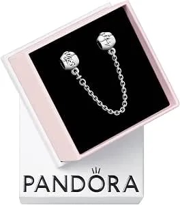 Pandora Family Forever Safety Chain Charm - Meaningful Family Keepsake Gift - Hand-Finished Jewelry For Women With Gift Box - Compatible Moments Charm Bracelets - Sterling Silver